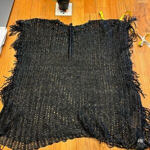 Knitted Fringe Beach Coverup/ Shaw